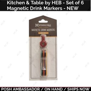 Kitchen & Table by HEB - Set of 6 Magnetic Drink Markers - NEW - ON HAND